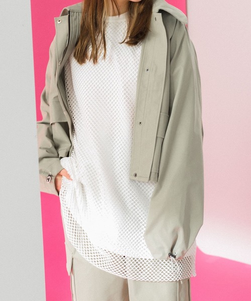 HEYUMM（ヘユム）の「HEYUMM　カラフルメッシュロングトップ（Tシャツ/カットソー・レディース・ブラック/オフホワイト/ブルー・ONE）」の8枚目の写真