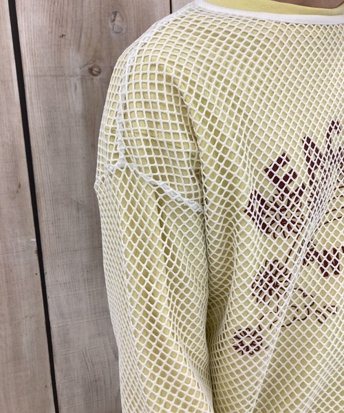 HEYUMM（ヘユム）の「HEYUMM　カラフルメッシュロングトップ（Tシャツ/カットソー・レディース・ブラック/オフホワイト/ブルー・ONE）」の15枚目の写真