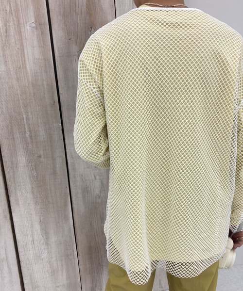 HEYUMM（ヘユム）の「HEYUMM　カラフルメッシュロングトップ（Tシャツ/カットソー・レディース・ブラック/オフホワイト/ブルー・ONE）」の16枚目の写真