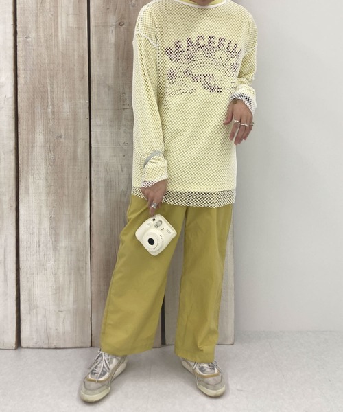 HEYUMM（ヘユム）の「HEYUMM　カラフルメッシュロングトップ（Tシャツ/カットソー・レディース・ブラック/オフホワイト/ブルー・ONE）」の18枚目の写真