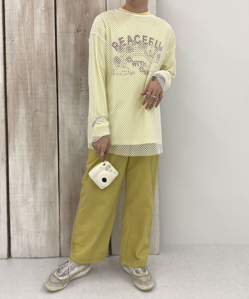 HEYUMM（ヘユム）の「HEYUMM　カラフルメッシュロングトップ（Tシャツ/カットソー・レディース・ブラック/オフホワイト/ブルー・ONE）」の19枚目の写真