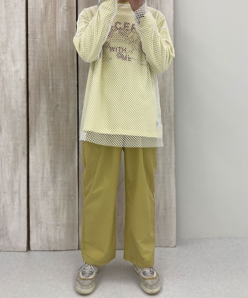 HEYUMM（ヘユム）の「HEYUMM　カラフルメッシュロングトップ（Tシャツ/カットソー・レディース・ブラック/オフホワイト/ブルー・ONE）」の21枚目の写真