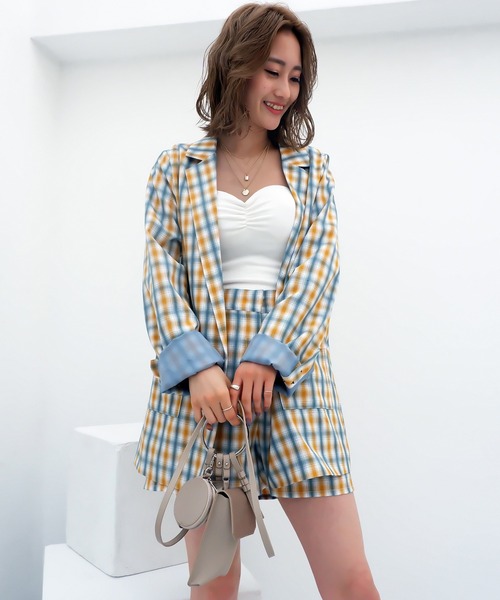 SPIRALGIRL(スパイラルガール)の「チェック柄ショートパンツ(その他パンツ・レディース・イエロー系/ブラック系・FREE)」の4枚目の写真