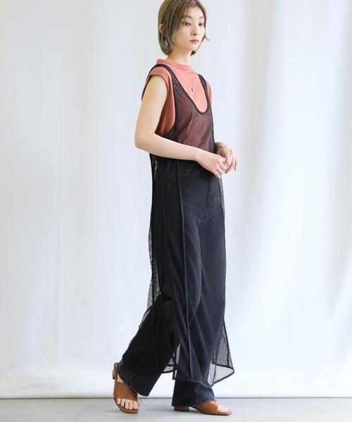 select MOCA（セレクトモカ）の「2022 SS メッシュロングスリットタンクワンピース（ワンピース・レディース・ブラック/アイボリー・FREE）」の5枚目の写真