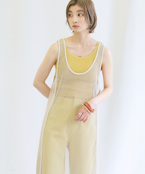 select MOCA（セレクトモカ）の「2022 SS メッシュロングスリットタンクワンピース（ワンピース・レディース・ブラック/アイボリー・FREE）」の11枚目の写真