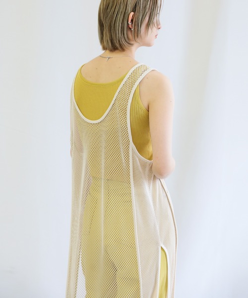 select MOCA（セレクトモカ）の「2022 SS メッシュロングスリットタンクワンピース（ワンピース・レディース・ブラック/アイボリー・FREE）」の4枚目の写真