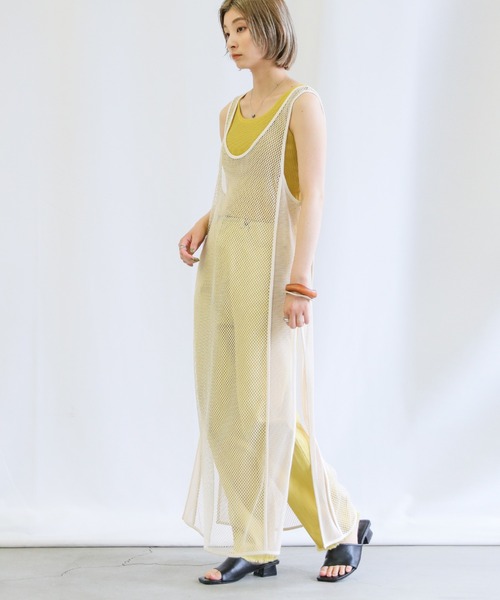 select MOCA（セレクトモカ）の「2022 SS メッシュロングスリットタンクワンピース（ワンピース・レディース・ブラック/アイボリー・FREE）」の10枚目の写真