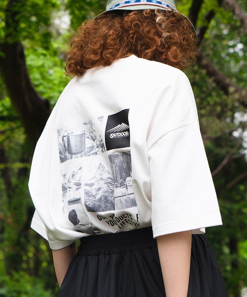 OUTDOOR PRODUCTS APPAREL（アウトドアプロダクツアパレル）の「USAコットン　フォトバックプリントTシャツ　ビッグシルエット（Tシャツ/カットソー・レディース・ブラック/ホワイト/パープル/カーキ・FREE）」の2枚目の写真