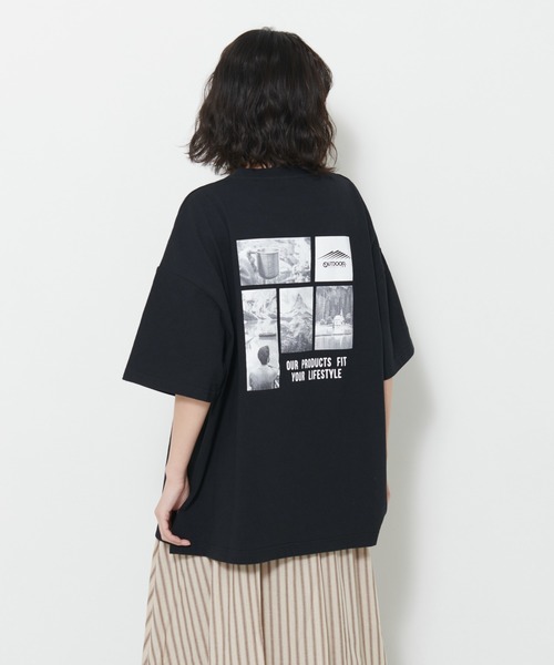 OUTDOOR PRODUCTS APPAREL（アウトドアプロダクツアパレル）の「USAコットン　フォトバックプリントTシャツ　ビッグシルエット（Tシャツ/カットソー・レディース・ブラック/ホワイト/パープル/カーキ・FREE）」の17枚目の写真