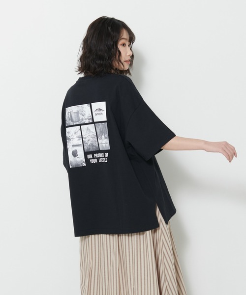 OUTDOOR PRODUCTS APPAREL（アウトドアプロダクツアパレル）の「USAコットン　フォトバックプリントTシャツ　ビッグシルエット（Tシャツ/カットソー・レディース・ブラック/ホワイト/パープル/カーキ・FREE）」の18枚目の写真