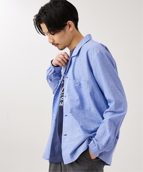417 EDIFICE(フォーワンセブンエディフィス)の「【fosterr / フォスター】オープンカラーシャツ(シャツ/ブラウス・メンズ・ホワイト/ブルー・SMALL/MEDIUM/LARGE)」の2枚目の写真