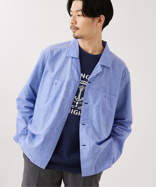 417 EDIFICE(フォーワンセブンエディフィス)の「【fosterr / フォスター】オープンカラーシャツ(シャツ/ブラウス・メンズ・ホワイト/ブルー・SMALL/MEDIUM/LARGE)」の6枚目の写真