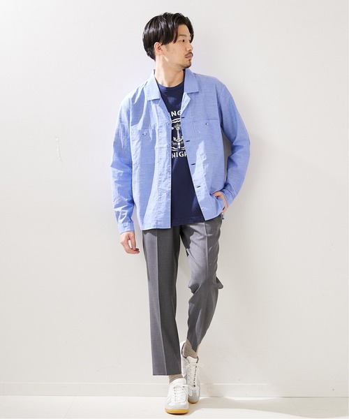 417 EDIFICE(フォーワンセブンエディフィス)の「【fosterr / フォスター】オープンカラーシャツ(シャツ/ブラウス・メンズ・ホワイト/ブルー・SMALL/MEDIUM/LARGE)」の3枚目の写真