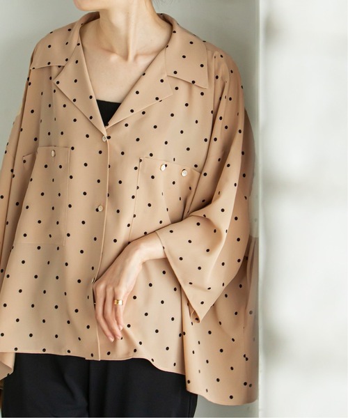 Noble（ノーブル）の「ドットプリントオープンカラーシャツ（シャツ/ブラウス・レディース・ホワイト/ベージュ/ブラック・FREE）」の11枚目の写真