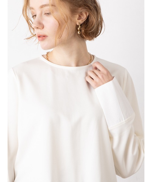 OWLSPALE(オールズペール)の「高密度ポンチドッキングプリーツプルオーバー(Tシャツ/カットソー・レディース・ホワイト/ブラック・FREE)」の9枚目の写真