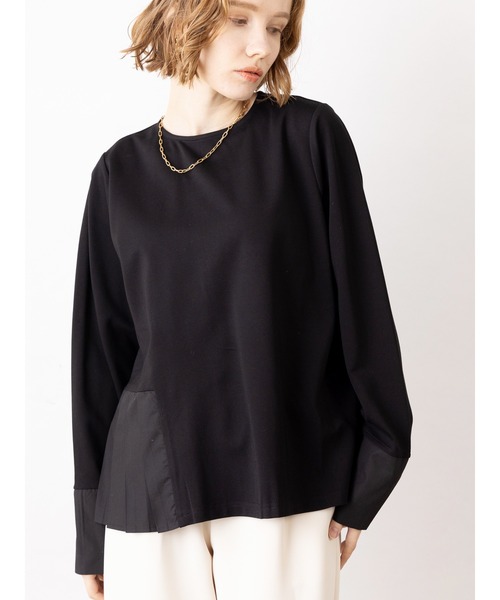 OWLSPALE(オールズペール)の「高密度ポンチドッキングプリーツプルオーバー(Tシャツ/カットソー・レディース・ホワイト/ブラック・FREE)」の12枚目の写真
