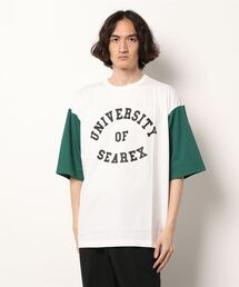 【Revo.】USAコットン×リサイクルコットンB.BアンダープリントTee/ドロップショルダーシルエットＴシャツ/メンズ