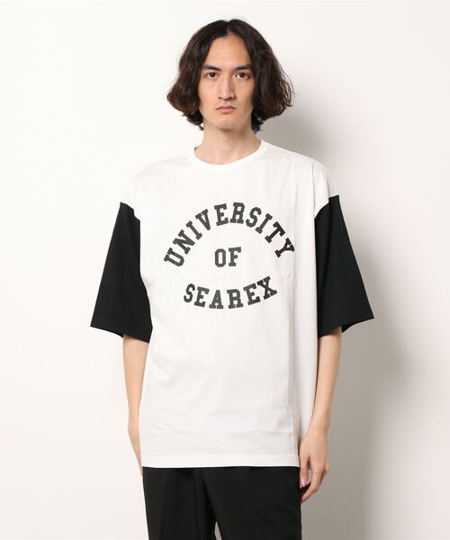 JUGLANS(ユグランス)の「【Revo.】USAコットン×リサイクルコットンB.BアンダープリントTee/ドロップショルダーシルエットTシャツ/メンズ(Tシャツ/カットソー・メンズ・ブラック/ブルー/グリーン・M/L)」の1枚目の写真