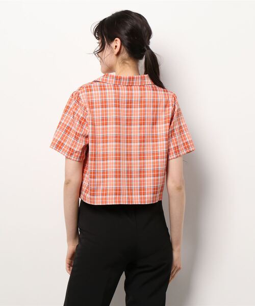 ＪＵＧＬＡＮＳ（ユグランス）の「☆ シーズンムード漂う。チェック柄ショート開衿シャツ　30513A232（シャツ/ブラウス・レディース・ブラック/オレンジ/グリーン・FREE）」の5枚目の写真