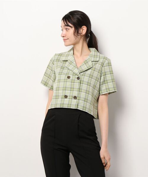 ＪＵＧＬＡＮＳ（ユグランス）の「☆ シーズンムード漂う。チェック柄ショート開衿シャツ　30513A232（シャツ/ブラウス・レディース・ブラック/オレンジ/グリーン・FREE）」の18枚目の写真
