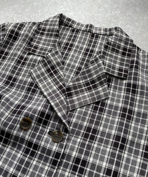 ＪＵＧＬＡＮＳ（ユグランス）の「☆ シーズンムード漂う。チェック柄ショート開衿シャツ　30513A232（シャツ/ブラウス・レディース・ブラック/オレンジ/グリーン・FREE）」の6枚目の写真