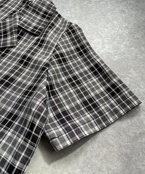 ＪＵＧＬＡＮＳ（ユグランス）の「☆ シーズンムード漂う。チェック柄ショート開衿シャツ　30513A232（シャツ/ブラウス・レディース・ブラック/オレンジ/グリーン・FREE）」の7枚目の写真