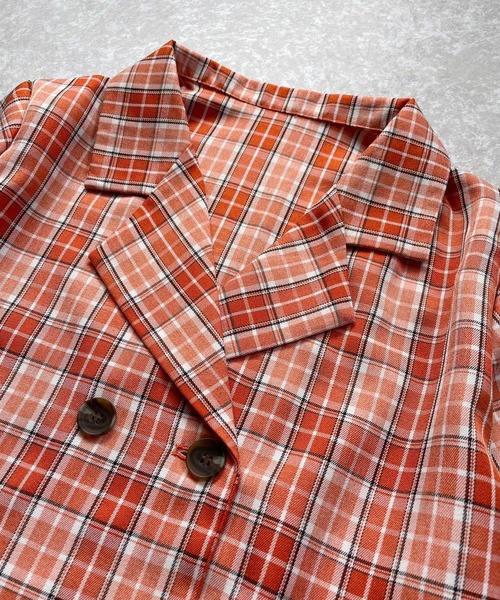 ＪＵＧＬＡＮＳ（ユグランス）の「☆ シーズンムード漂う。チェック柄ショート開衿シャツ　30513A232（シャツ/ブラウス・レディース・ブラック/オレンジ/グリーン・FREE）」の19枚目の写真
