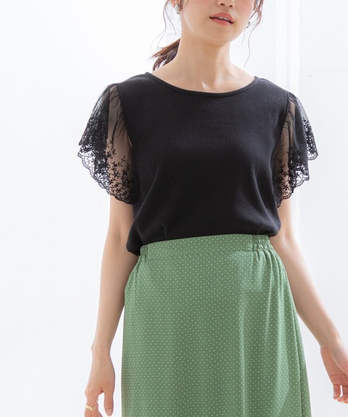袖チュール刺繍トップス Tシャツ カットソー Honeys ハニーズ のファッション通販 Zozotown