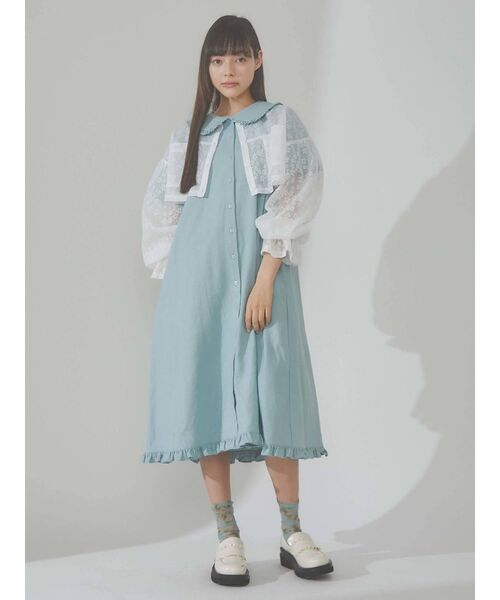 merry jenny（メリージェニー）の「bear刺繍ガーゼワンピース（ワンピース・レディース・オフホワイト/グリーン/ブルー・FREE）」の12枚目の写真