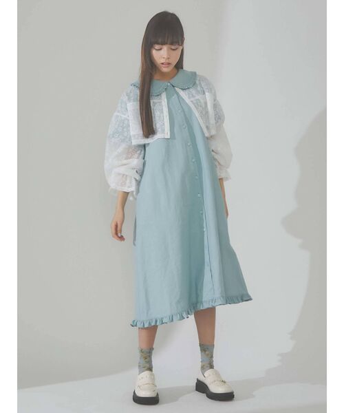 merry jenny（メリージェニー）の「bear刺繍ガーゼワンピース（ワンピース・レディース・オフホワイト/グリーン/ブルー・FREE）」の14枚目の写真