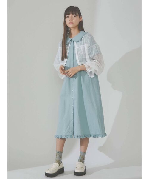 merry jenny（メリージェニー）の「bear刺繍ガーゼワンピース（ワンピース・レディース・オフホワイト/グリーン/ブルー・FREE）」の16枚目の写真