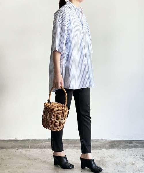 THE TWENTYSEVEN（ザ トゥエンティーセブン）の「The TWENTYSEVEN:CTN BROAD LOOSE FIT SHIRTS S/S ブロードBIG レギュラーカラーシャツショートスリーブ（シャツ/ブラウス・レディース・ホワイト/サックスブルー/イエロー/ラベンダー・M/L/XL）」の10枚目の写真
