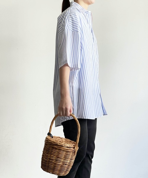 THE TWENTYSEVEN（ザ トゥエンティーセブン）の「The TWENTYSEVEN:CTN BROAD LOOSE FIT SHIRTS S/S ブロードBIG レギュラーカラーシャツショートスリーブ（シャツ/ブラウス・レディース・ホワイト/サックスブルー/イエロー/ラベンダー・M/L/XL）」の12枚目の写真