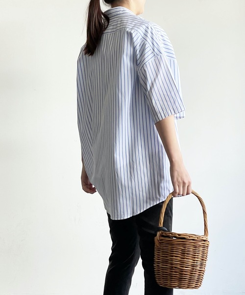 THE TWENTYSEVEN（ザ トゥエンティーセブン）の「The TWENTYSEVEN:CTN BROAD LOOSE FIT SHIRTS S/S ブロードBIG レギュラーカラーシャツショートスリーブ（シャツ/ブラウス・レディース・ホワイト/サックスブルー/イエロー/ラベンダー・M/L/XL）」の13枚目の写真