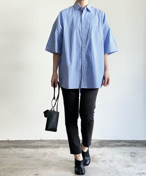 THE TWENTYSEVEN（ザ トゥエンティーセブン）の「The TWENTYSEVEN:CTN BROAD LOOSE FIT SHIRTS S/S ブロードBIG レギュラーカラーシャツショートスリーブ（シャツ/ブラウス・レディース・ホワイト/サックスブルー/イエロー/ラベンダー・M/L/XL）」の18枚目の写真