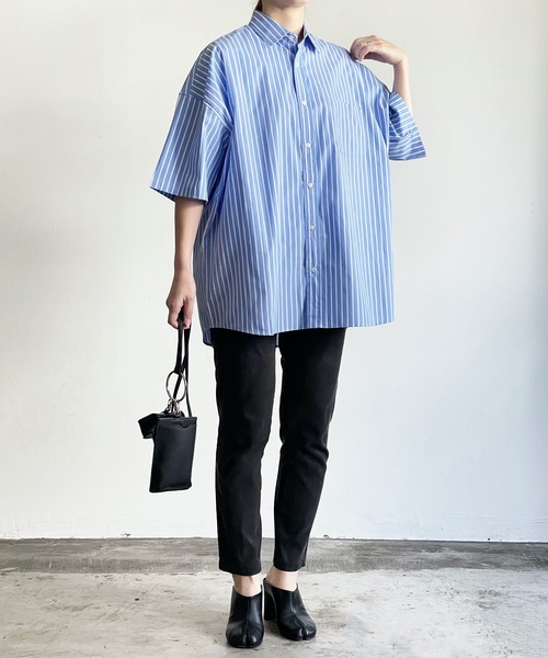 THE TWENTYSEVEN（ザ トゥエンティーセブン）の「The TWENTYSEVEN:CTN BROAD LOOSE FIT SHIRTS S/S ブロードBIG レギュラーカラーシャツショートスリーブ（シャツ/ブラウス・レディース・ホワイト/サックスブルー/イエロー/ラベンダー・M/L/XL）」の20枚目の写真