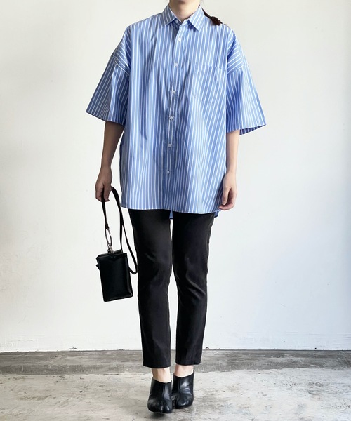 THE TWENTYSEVEN（ザ トゥエンティーセブン）の「The TWENTYSEVEN:CTN BROAD LOOSE FIT SHIRTS S/S ブロードBIG レギュラーカラーシャツショートスリーブ（シャツ/ブラウス・レディース・ホワイト/サックスブルー/イエロー/ラベンダー・M/L/XL）」の22枚目の写真
