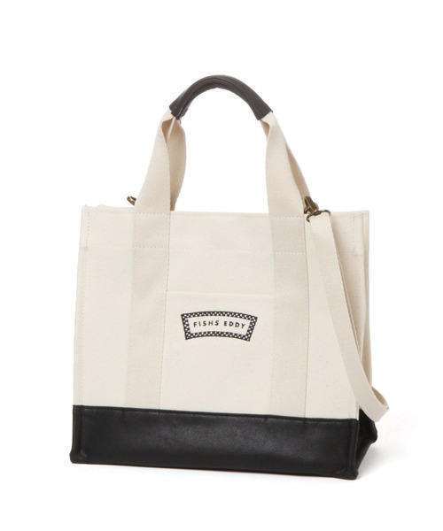 Fishs Eddy（フィッシュエディ）の「[Fishs Eddy(フィッシュエディ)]ロゴレザートートバッグ（トートバッグ・レディース・オフホワイト・FREE）」の2枚目の写真