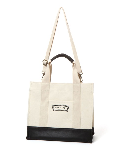 Fishs Eddy（フィッシュエディ）の「[Fishs Eddy(フィッシュエディ)]ロゴレザートートバッグ（トートバッグ・レディース・オフホワイト・FREE）」の3枚目の写真