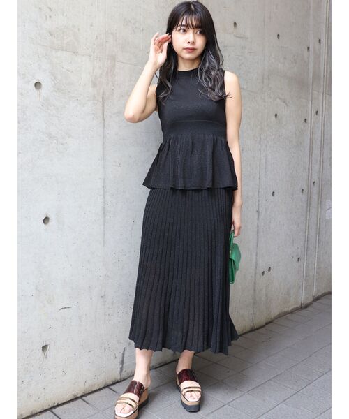 MURUA（ムルーア）の「シアーラメコンビワンピース【セット販売】（ワンピース・レディース・ブラック/ブラウン/ブルー・FREE）」の2枚目の写真