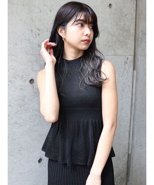 MURUA（ムルーア）の「シアーラメコンビワンピース【セット販売】（ワンピース・レディース・ブラック/ブラウン/ブルー・FREE）」の7枚目の写真