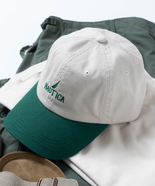 NAUTICA（ノーティカ）の「【NAUTICA】ノーティカ6パネルフロントバックロゴ刺繍バイカラーCAP ローキャップ NT037（キャップ・メンズ・ブラック/ネイビー/グリーン・FREE）」の2枚目の写真