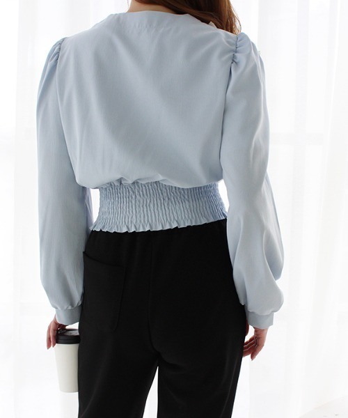 MODE ROBE（モードローブ）の「フリルギャザーカーディガン（カーディガン/ボレロ・レディース・ブラック/ブルー・FREE）」の8枚目の写真