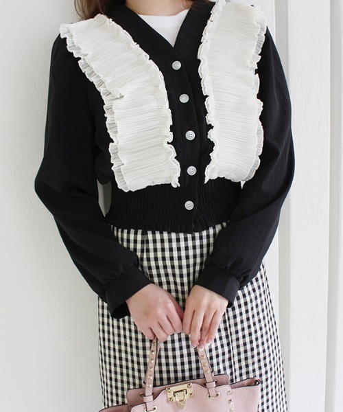 MODE ROBE（モードローブ）の「フリルギャザーカーディガン（カーディガン/ボレロ・レディース・ブラック/ブルー・FREE）」の13枚目の写真