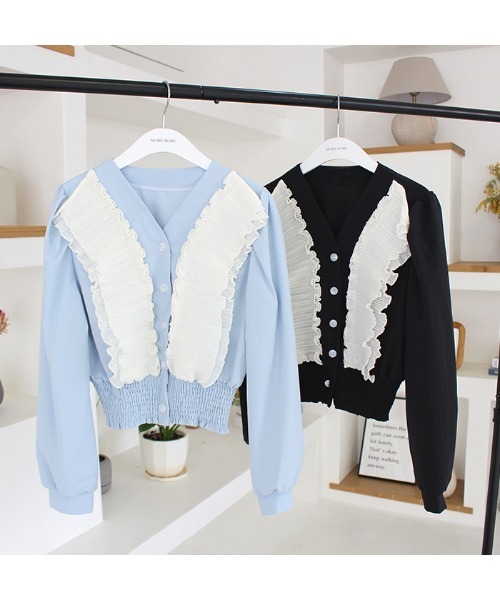 MODE ROBE（モードローブ）の「フリルギャザーカーディガン（カーディガン/ボレロ・レディース・ブラック/ブルー・FREE）」の20枚目の写真