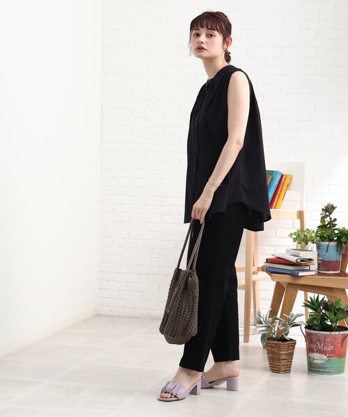 Cutie Blonde（キューティーブロンド）の「◆ノースリギャザーブラウス（シャツ/ブラウス・レディース・オフホワイト/ブラック/グリーン/ダークオレンジ・00）」の21枚目の写真