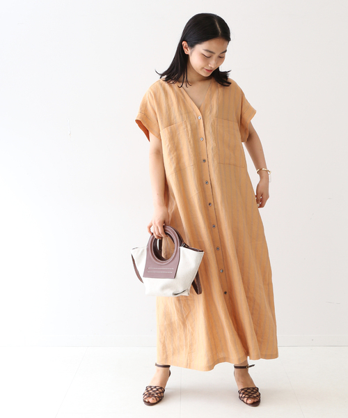 journal standard L'essage(ジャーナルスタンダードレサージュ)の「両ポケットショートスリーブVネックワンピース(ワンピース・レディース・ブラック/イエロー/ブラウン/ホワイト・36/38)」の14枚目の写真