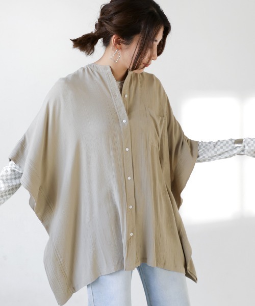 Bou Jeloud（ブージュルード）の「レーヨンクレープテントブラウス（シャツ/ブラウス・レディース・イエロー/ブルー/ブラック/グレー系その他・38）」の3枚目の写真