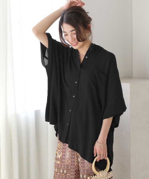 Bou Jeloud（ブージュルード）の「レーヨンクレープテントブラウス（シャツ/ブラウス・レディース・イエロー/ブルー/ブラック/グレー系その他・38）」の2枚目の写真