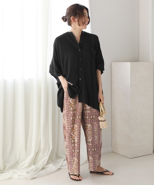 Bou Jeloud（ブージュルード）の「レーヨンクレープテントブラウス（シャツ/ブラウス・レディース・イエロー/ブルー/ブラック/グレー系その他・38）」の21枚目の写真